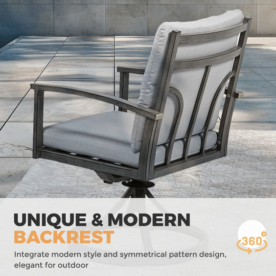 HAPPATIO Outdoor Dining Chairs Set, Aluminum Patio Dining Chairs with Cushion, Ergonomic Rope Design Backrest and Armrest,for Porch Backyard Pool