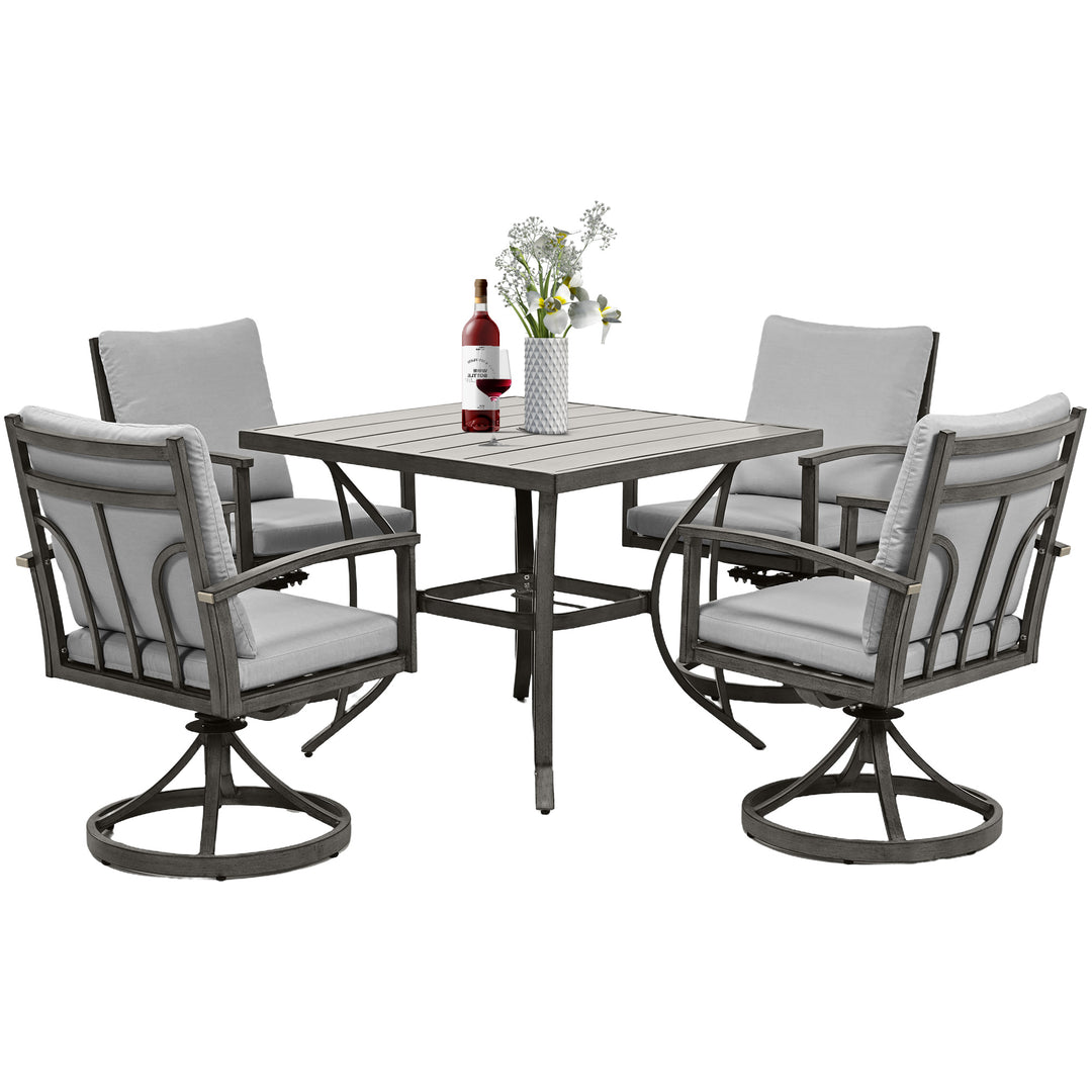 HAPPATIO Patio Outdoor Dining Set - All Aluminum Patio Table and Chairs Set with Cushions, Patio Dining Set for Lawn, Garden