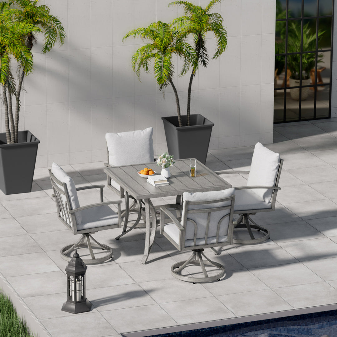 HAPPATIO Patio Outdoor Dining Set - All Aluminum Patio Table and Chairs Set with Cushions, Patio Dining Set for Lawn, Garden