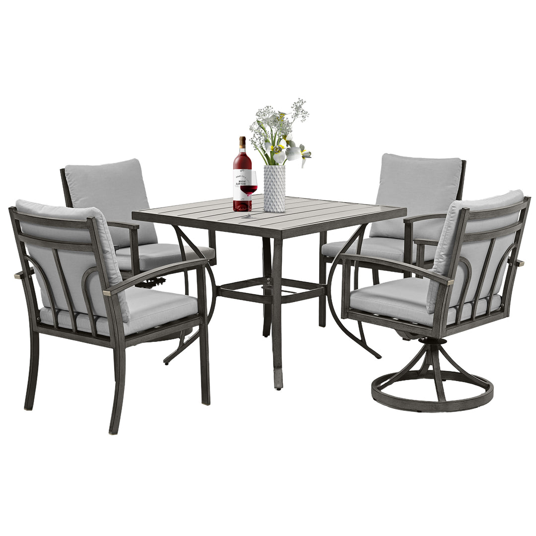 HAPPATIO Patio Outdoor Dining Set - All Aluminum Patio Table and Chairs Set with Cushions, Patio Dining Set for Lawn, Garden