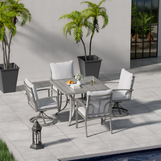 HAPPATIO Patio Outdoor Dining Set - All Aluminum Patio Table and Chairs Set with Cushions, Patio Dining Set for Lawn, Garden