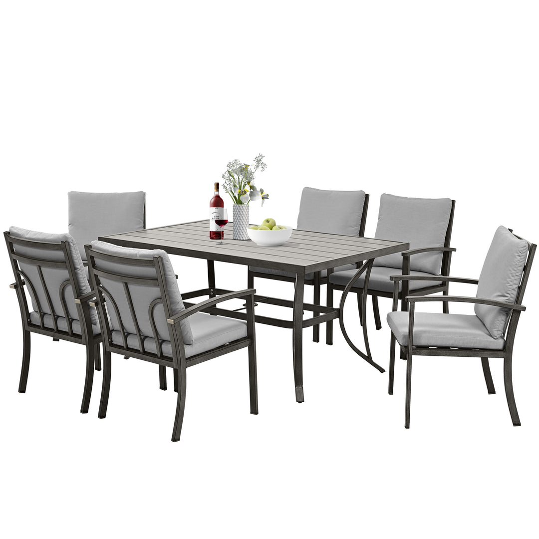 HAPPATIO Patio Outdoor Dining Set - All Aluminum Patio Table and Chairs Set with Cushions, Patio Dining Set for Lawn, Garden