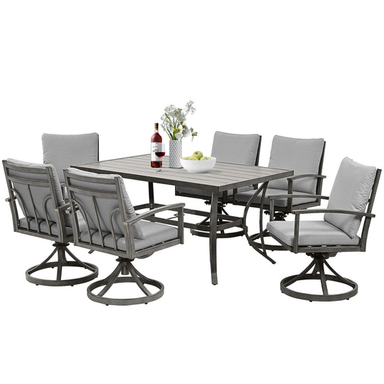 HAPPATIO Patio Outdoor Dining Set - All Aluminum Patio Table and Chairs Set with Cushions, Patio Dining Set for Lawn, Garden