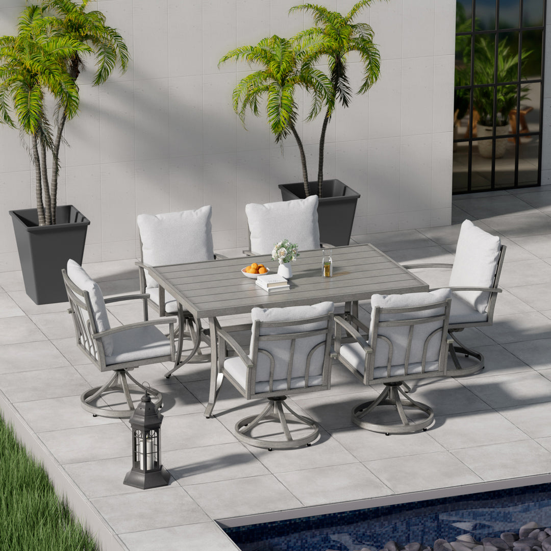 HAPPATIO Patio Outdoor Dining Set - All Aluminum Patio Table and Chairs Set with Cushions, Patio Dining Set for Lawn, Garden