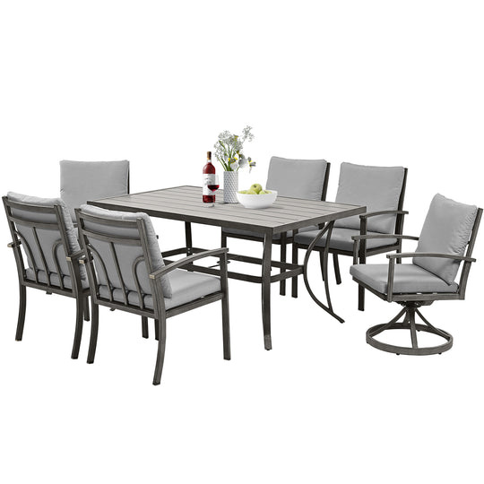 HAPPATIO Patio Outdoor Dining Set - All Aluminum Patio Table and Chairs Set with Cushions, Patio Dining Set for Lawn, Garden