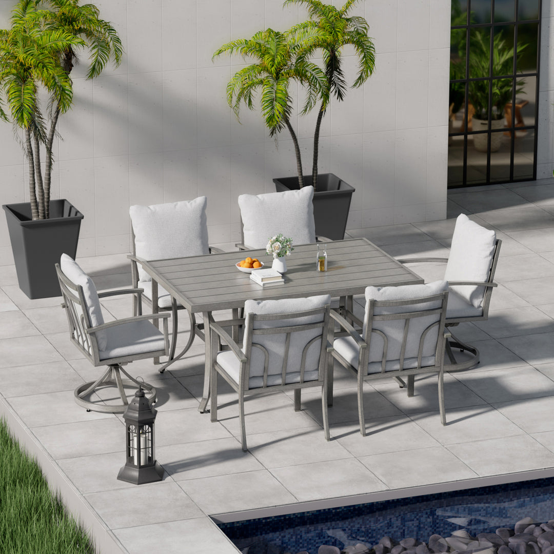 HAPPATIO Patio Outdoor Dining Set - All Aluminum Patio Table and Chairs Set with Cushions, Patio Dining Set for Lawn, Garden