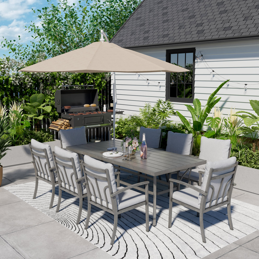 HAPPATIO Patio Outdoor Dining Set - All Aluminum Patio Table and Chairs Set with Cushions, Patio Dining Set for Lawn, Garden