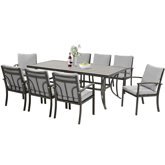 HAPPATIO Patio Outdoor Dining Set - All Aluminum Patio Table and Chairs Set with Cushions, Patio Dining Set for Lawn, Garden