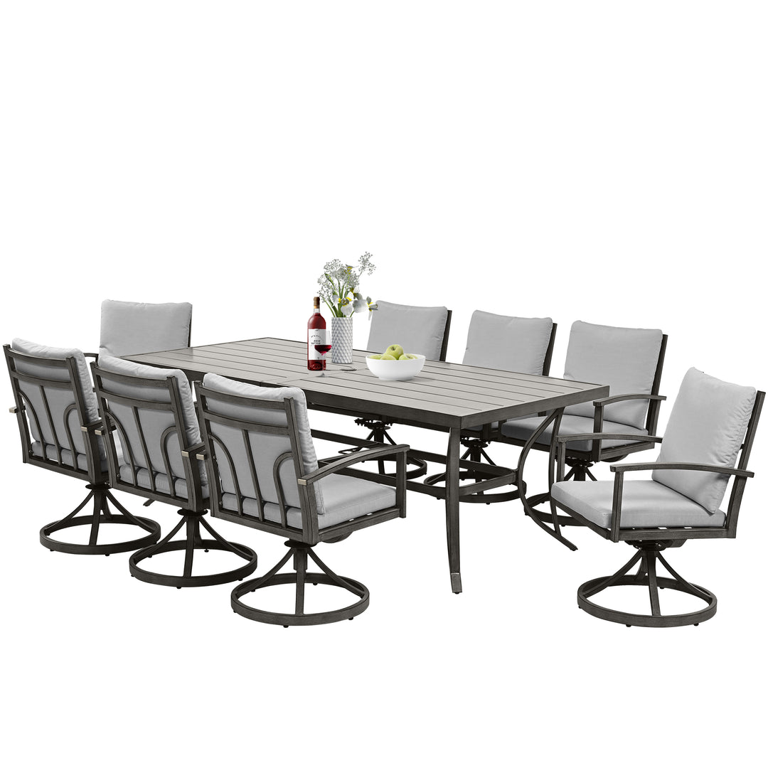 HAPPATIO Patio Outdoor Dining Set - All Aluminum Patio Table and Chairs Set with Cushions, Patio Dining Set for Lawn, Garden