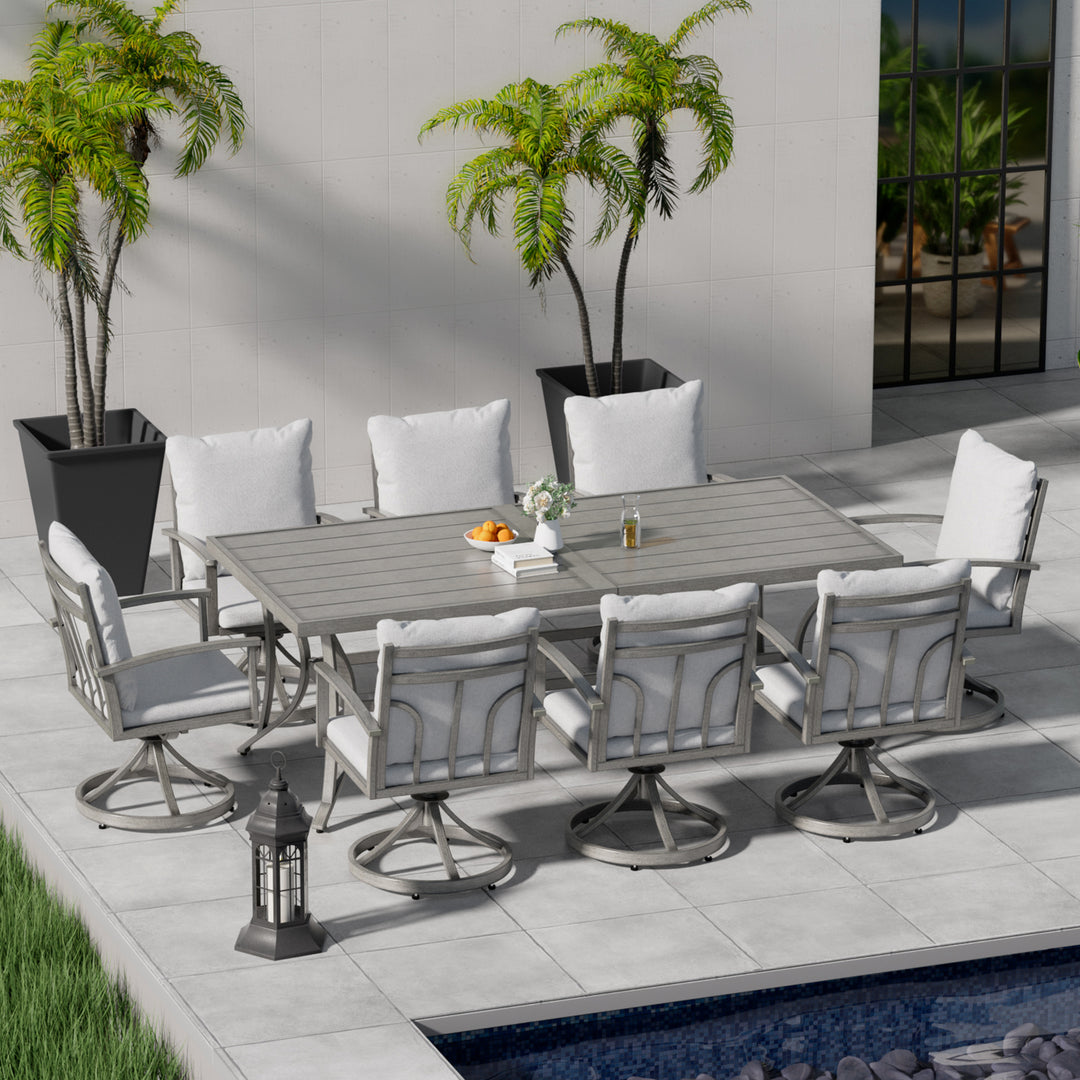 HAPPATIO Patio Outdoor Dining Set - All Aluminum Patio Table and Chairs Set with Cushions, Patio Dining Set for Lawn, Garden