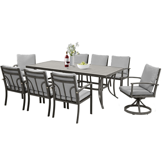 HAPPATIO Patio Outdoor Dining Set - All Aluminum Patio Table and Chairs Set with Cushions, Patio Dining Set for Lawn, Garden