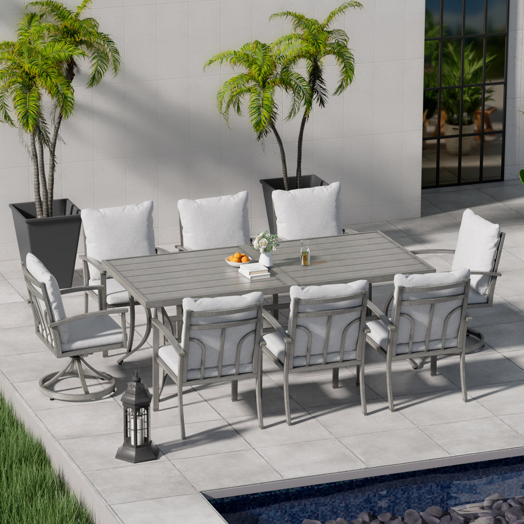 HAPPATIO Patio Outdoor Dining Set - All Aluminum Patio Table and Chairs Set with Cushions, Patio Dining Set for Lawn, Garden