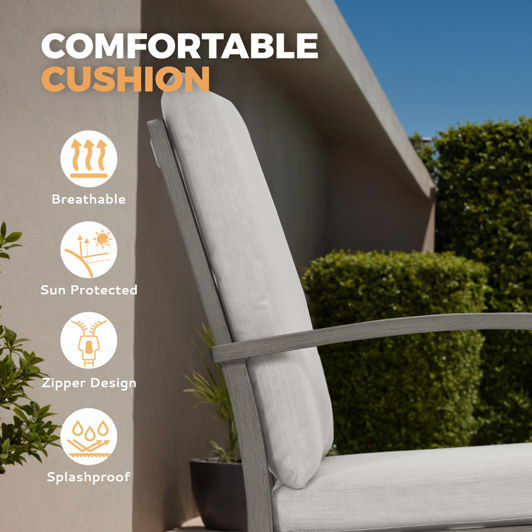HAPPATIO Outdoor Dining Chairs Set, Aluminum Patio Dining Chairs with Curved Armrest, Removable Cushions for Patio, Deck