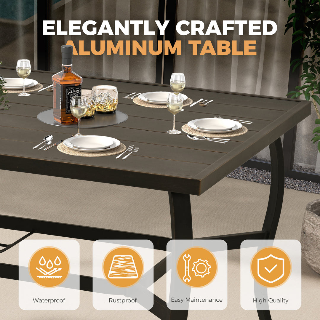 HAPPATIO 7 Piece Patio Dining Set, Aluminum Outdoor Dining Set, Aluminum Dining Table and Chairs Set, Patio Dining Furniture with Aluminum Table, Chairs and Washable Cushions