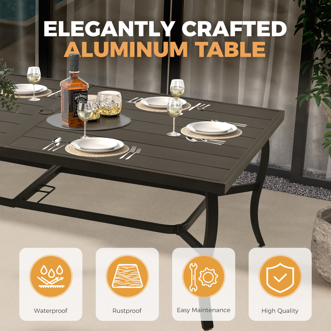 HAPPATIO 7 Piece Patio Dining Set, Aluminum Outdoor Dining Set, Aluminum Dining Table and Chairs Set, Patio Dining Furniture with Aluminum Table, Chairs and Washable Cushions