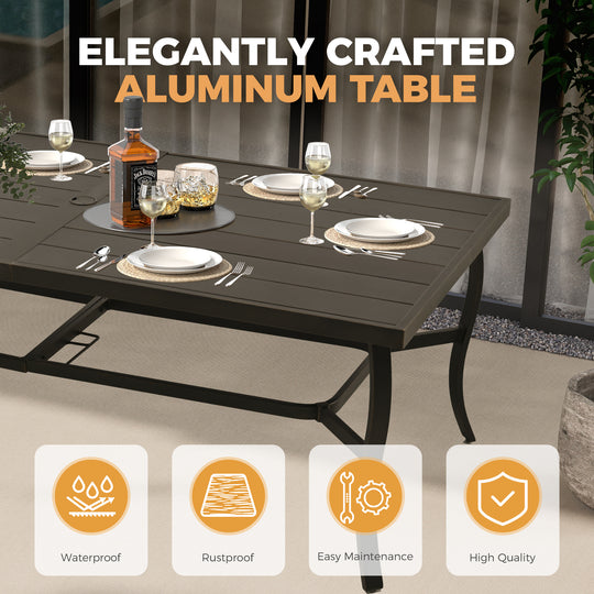 HAPPATIO 7 Piece Patio Dining Set, Aluminum Outdoor Dining Set, Aluminum Dining Table and Chairs Set, Patio Dining Furniture with Aluminum Table, Chairs and Washable Cushions