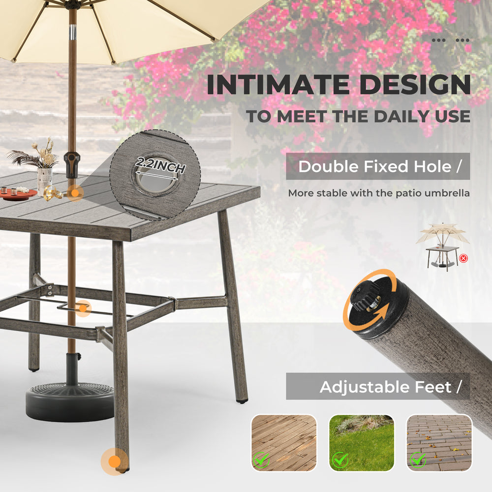 HAPPATIO Patio Outdoor Dining Set, Aluminum Patio Dining Set Includes 1 Outdoor Dining Table with Umbrella Hole and Dining Chairs, Patio Furniture Set for Lawn, Porch, or Backyard