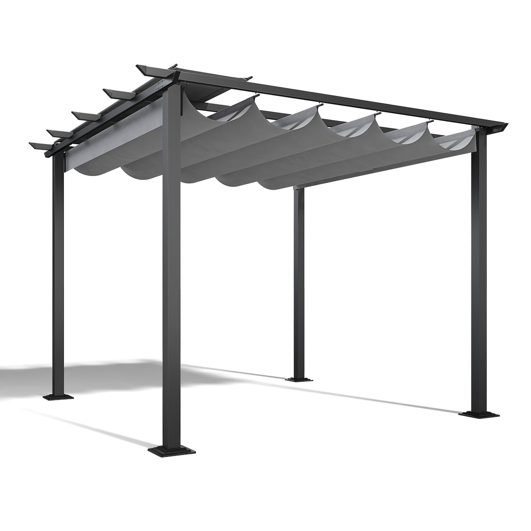 HAPPATIO 10' X 13' Pergola Retractable Pergola Canopy for Backyards, Gardens, Patios, Outdoor Pergola with Sun and Rain-Proof Canopy, Includes Ground Studs and Expansion Screws