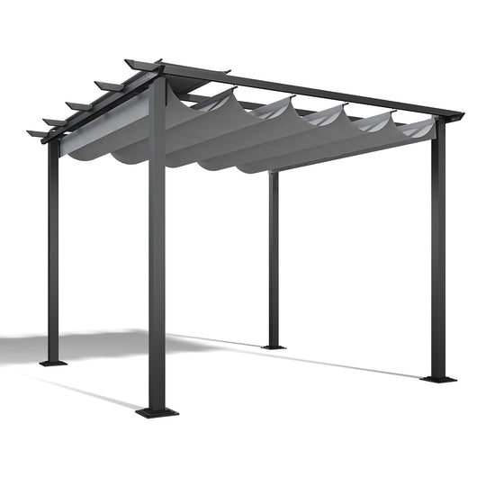 HAPPATIO 10' X 13' Pergola Retractable Pergola Canopy for Backyards, Gardens, Patios, Outdoor Pergola with Sun and Rain-Proof Canopy, Includes Ground Studs and Expansion Screws