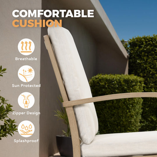 HAPPATIO Outdoor Dining Chairs Set, Aluminum Patio Dining Chairs with Curved Armrest, Removable Cushions for Patio, Deck