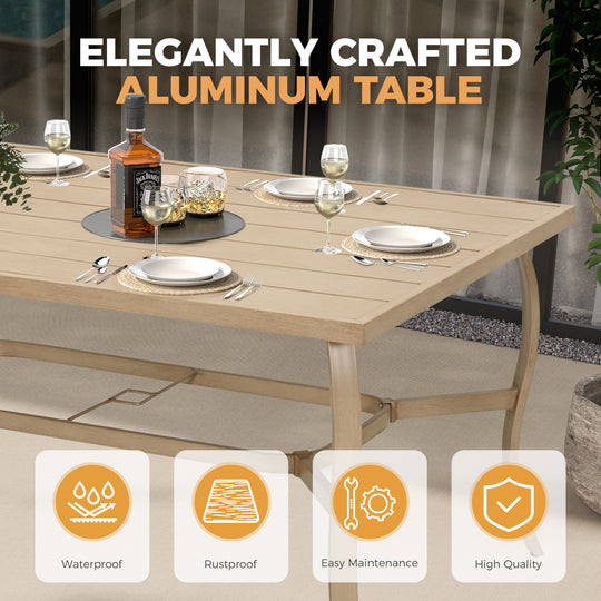 HAPPATIO 7 Piece Patio Dining Set, Aluminum Outdoor Dining Set, Aluminum Dining Table and Chairs Set, Patio Dining Furniture with Aluminum Table, Chairs and Washable Cushions