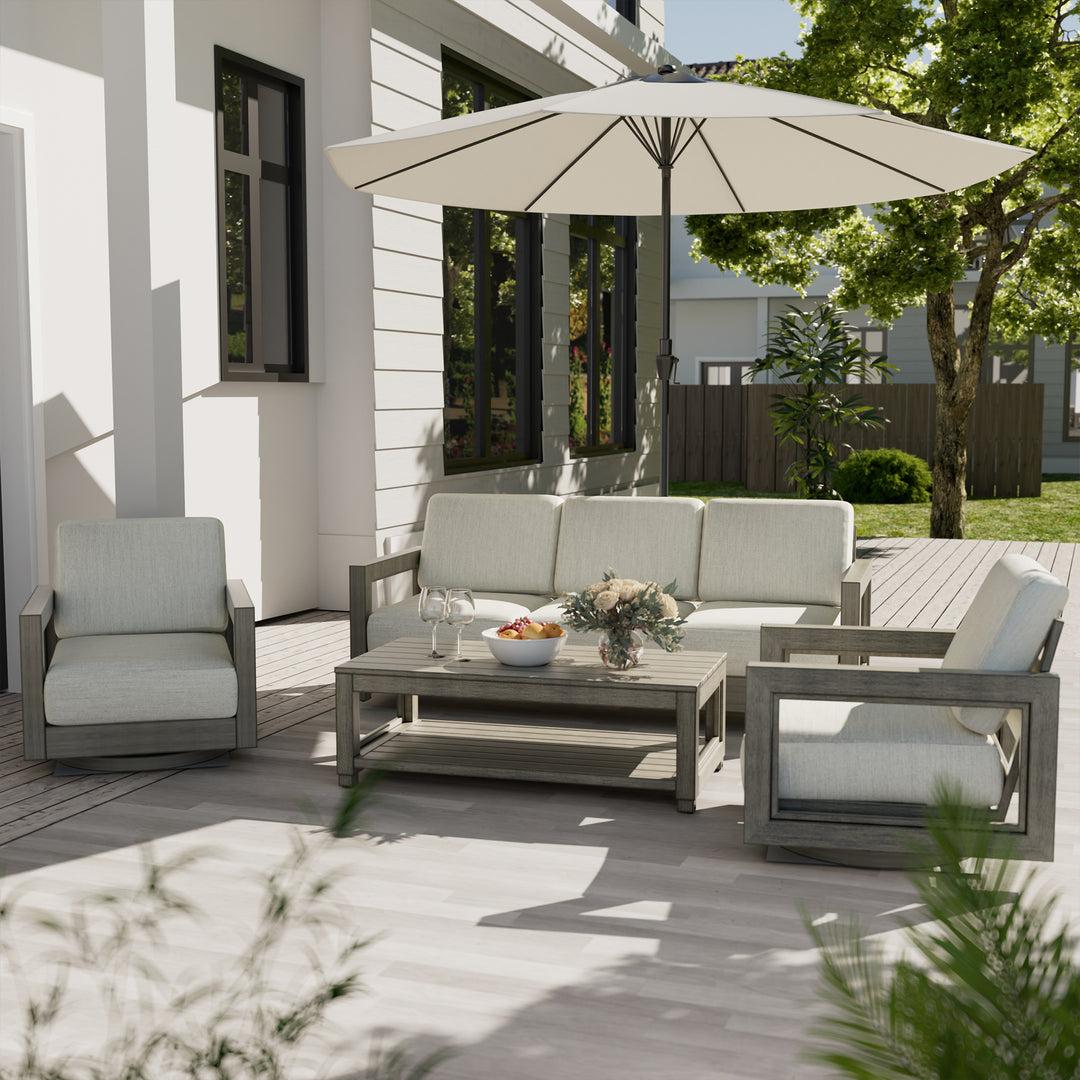HAPPATIO Aluminum Patio Furniture Set, 4-Piece Oversized Outdoor Conversation Set