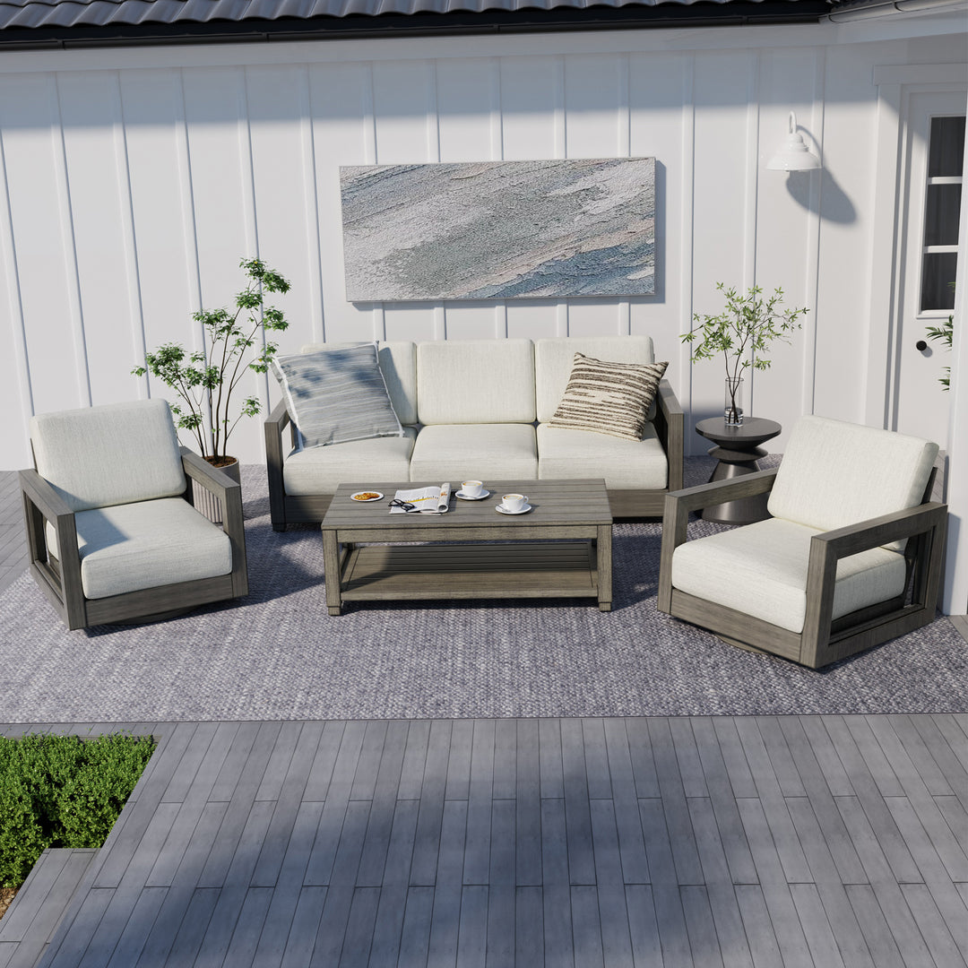 HAPPATIO Aluminum Patio Furniture Set, 4-Piece Oversized Outdoor Conversation Set