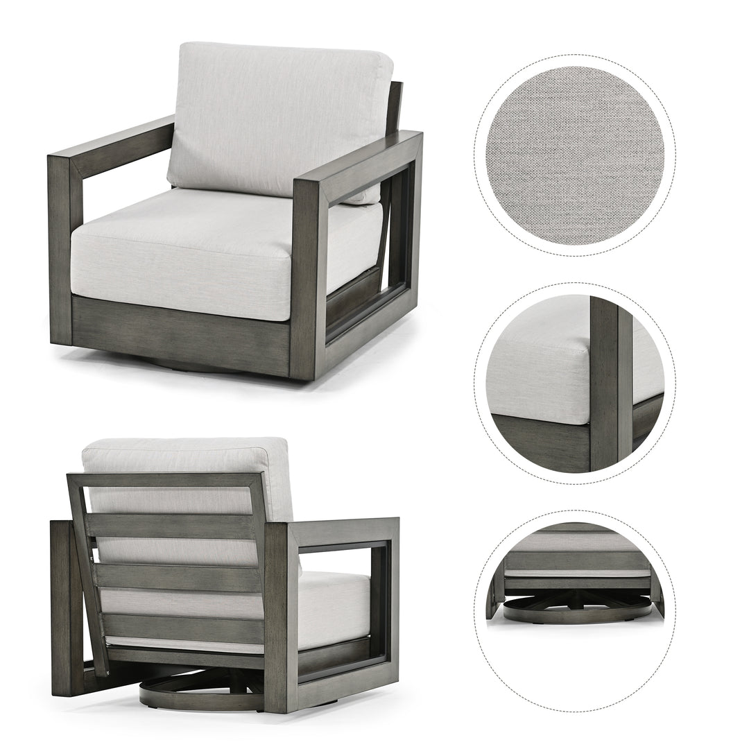 HAPPATIO Aluminum Patio Furniture Set, 4-Piece Oversized Outdoor Conversation Set