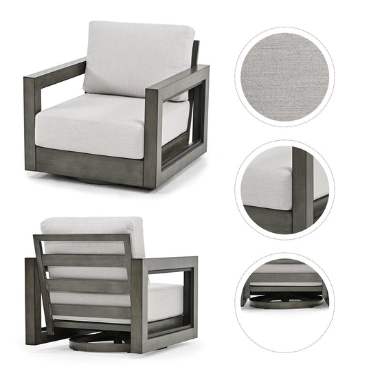 HAPPATIO Aluminum Patio Furniture Set, 4-Piece Oversized Outdoor Conversation Set