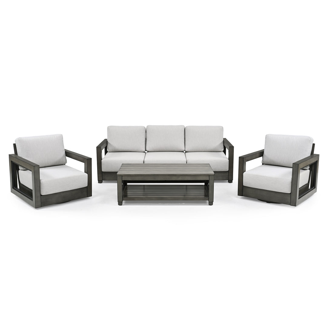 HAPPATIO Aluminum Patio Furniture Set, 4-Piece Oversized Outdoor Conversation Set