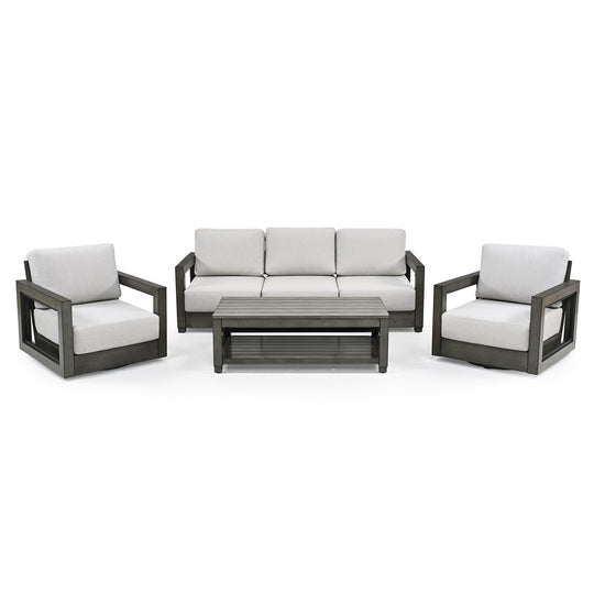 HAPPATIO Aluminum Patio Furniture Set, 4-Piece Oversized Outdoor Conversation Set