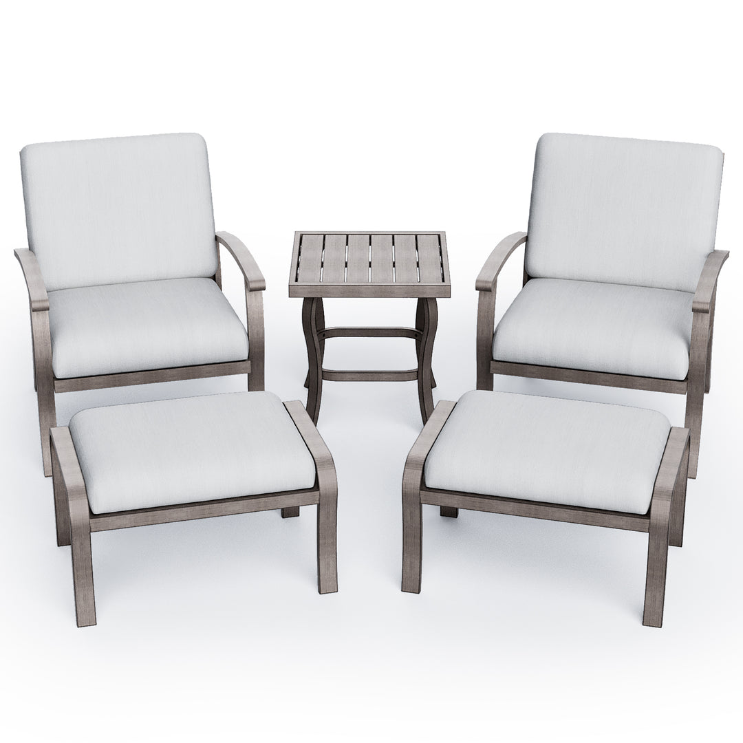 HAPPATIO Piece Aluminum Outdoor Patio Furniture Set, Patio Chairs with Ottomans and Side Table, Balcony Furniture, Patio Conversation Set for Porch