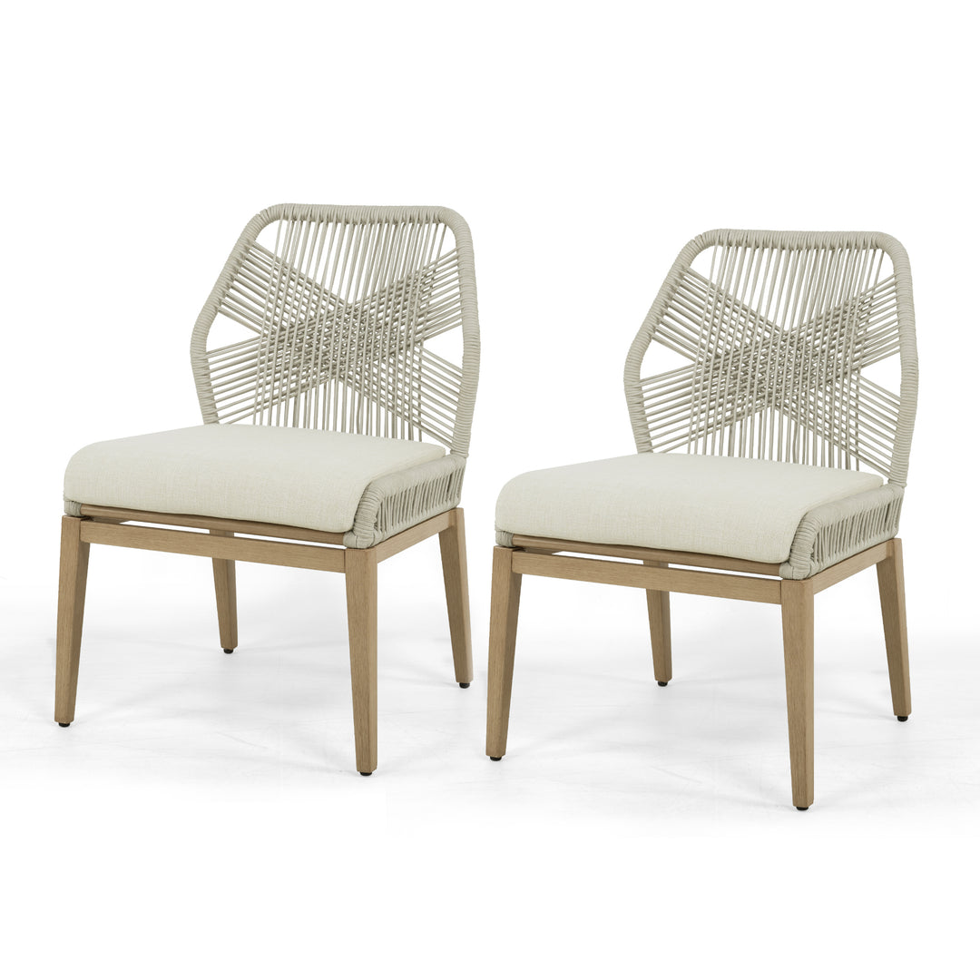 HAPPATIO Patio Dining Chairs Set, All-Weather Outdoor Dining Chair with Aluminum Frame and Removable Cushion, Ideal for Lawn Yard Backyard