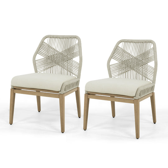 HAPPATIO Patio Dining Chairs Set, All-Weather Outdoor Dining Chair with Aluminum Frame and Removable Cushion, Ideal for Lawn Yard Backyard