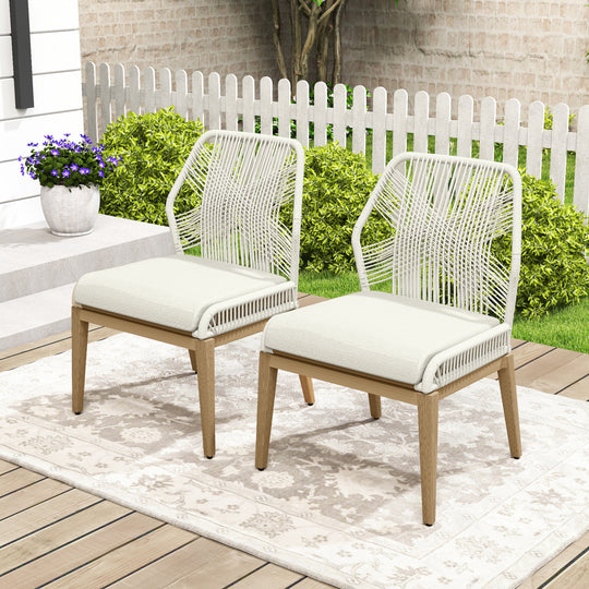 HAPPATIO Patio Dining Chairs Set, All-Weather Outdoor Dining Chair with Aluminum Frame and Removable Cushion, Ideal for Lawn Yard Backyard