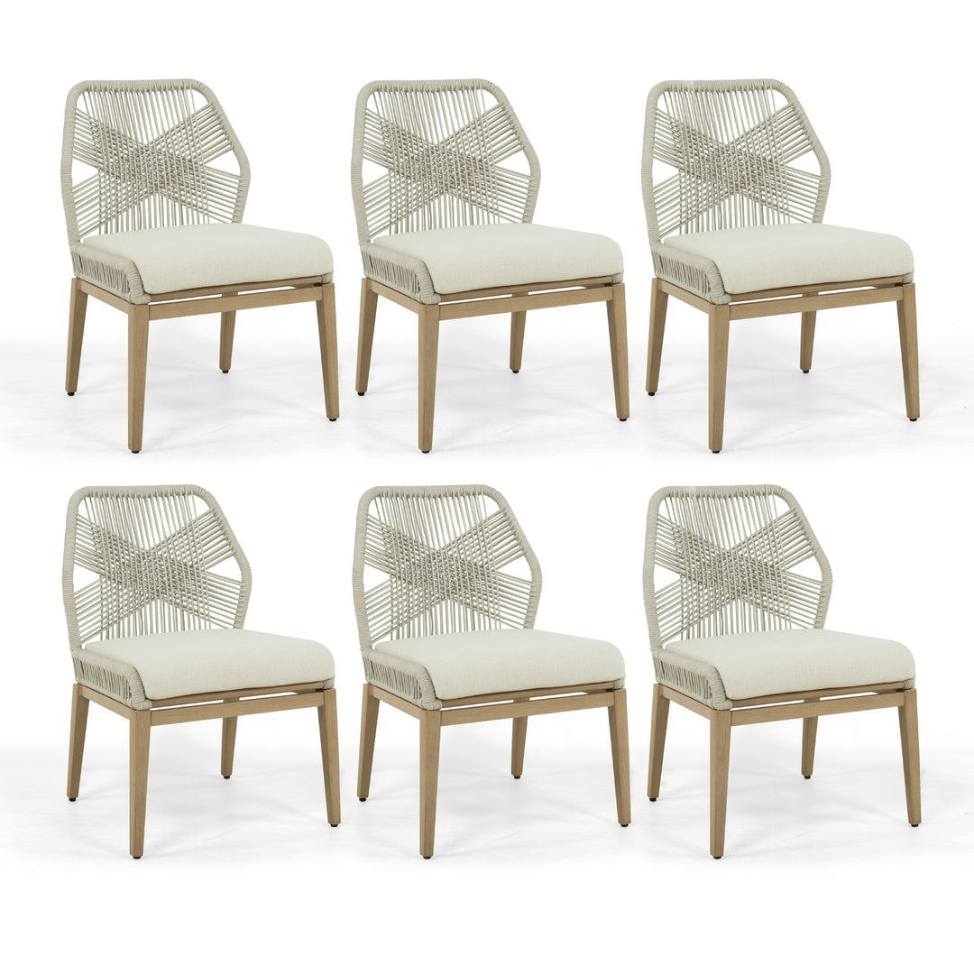 HAPPATIO Patio Dining Chairs Set, All-Weather Outdoor Dining Chair with Aluminum Frame and Removable Cushion, Ideal for Lawn Yard Backyard