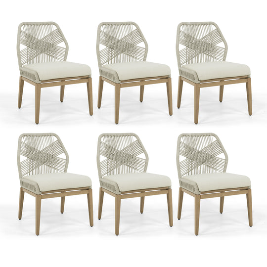 HAPPATIO Patio Dining Chairs Set, All-Weather Outdoor Dining Chair with Aluminum Frame and Removable Cushion, Ideal for Lawn Yard Backyard