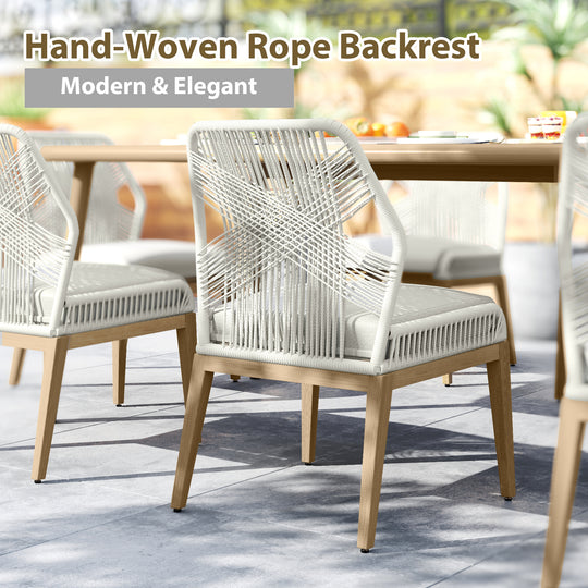 HAPPATIO Patio Dining Chairs Set, All-Weather Outdoor Dining Chair with Aluminum Frame and Removable Cushion, Ideal for Lawn Yard Backyard