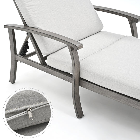 HAPPATIO Chaise Lounge Chair Outdoor - Patio Aluminum Chaise Lounge Chair with Cushion, Adjustable Reclining Positions Chair for Outdoor Garden Pool Porch