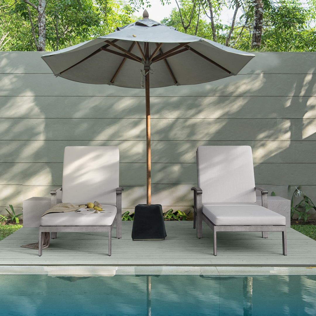HAPPATIO Chaise Lounge Chair Outdoor - Patio Aluminum Chaise Lounge Chair with Cushion, Adjustable Reclining Positions Chair for Outdoor Garden Pool Porch