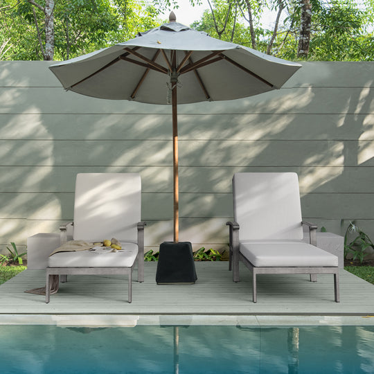 HAPPATIO Chaise Lounge Chair Outdoor - Patio Aluminum Chaise Lounge Chair with Cushion, Adjustable Reclining Positions Chair for Outdoor Garden Pool Porch