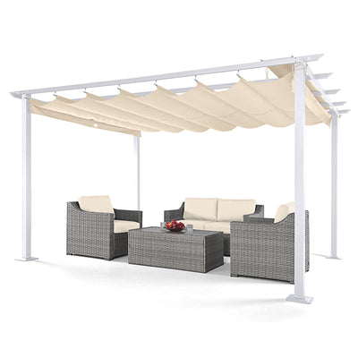 Pergola Retractable Pergola Canopy with White Frame for Backyards, Gardens, Patios, Outdoor Pergola with Sun and Rain-Proof Canopy