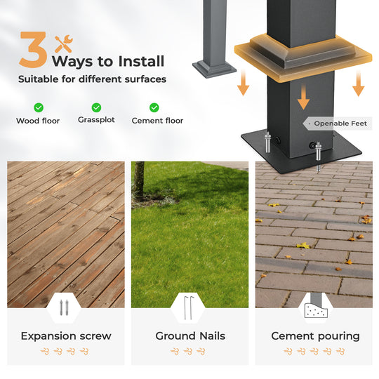 HAPPATIO Outdoor Retractable Pergola, Aluminum Pergola with Canopy Fixed in Various Positions, Arched Roof with Sun Shade Canopy Metal Frame for Backyards, Gardens, Patios