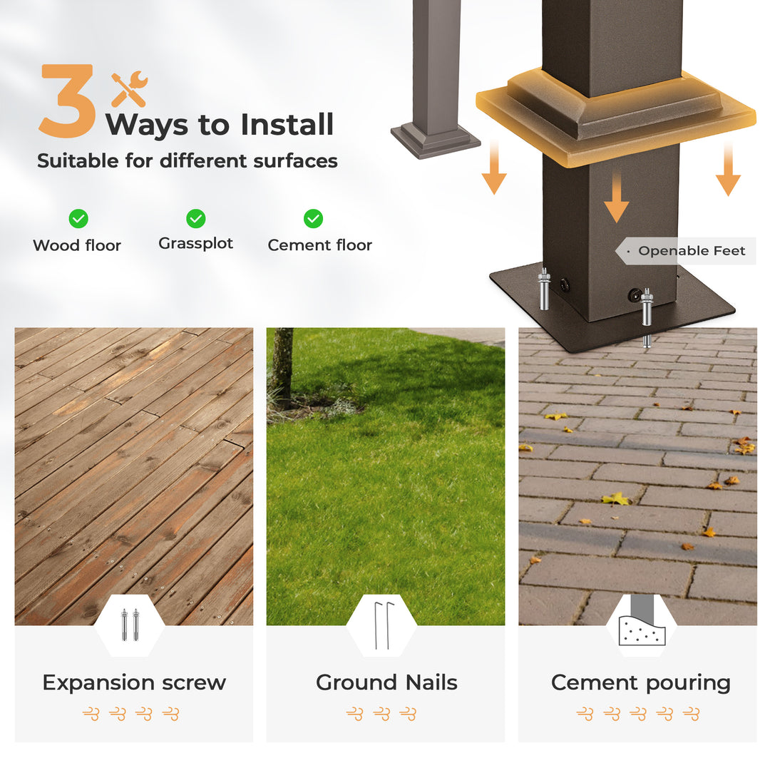 HAPPATIO Outdoor Retractable Pergola, Aluminum Pergola with Canopy Fixed in Various Positions, Arched Roof with Sun Shade Canopy Metal Frame for Backyards, Gardens, Patios