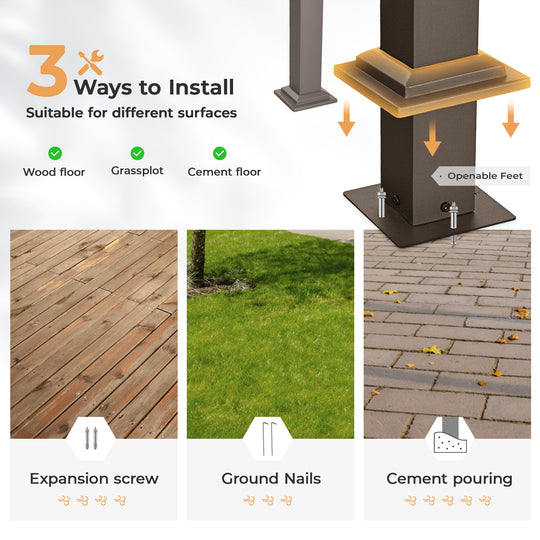 HAPPATIO Outdoor Retractable Pergola, Aluminum Pergola with Canopy Fixed in Various Positions, Arched Roof with Sun Shade Canopy Metal Frame for Backyards, Gardens, Patios