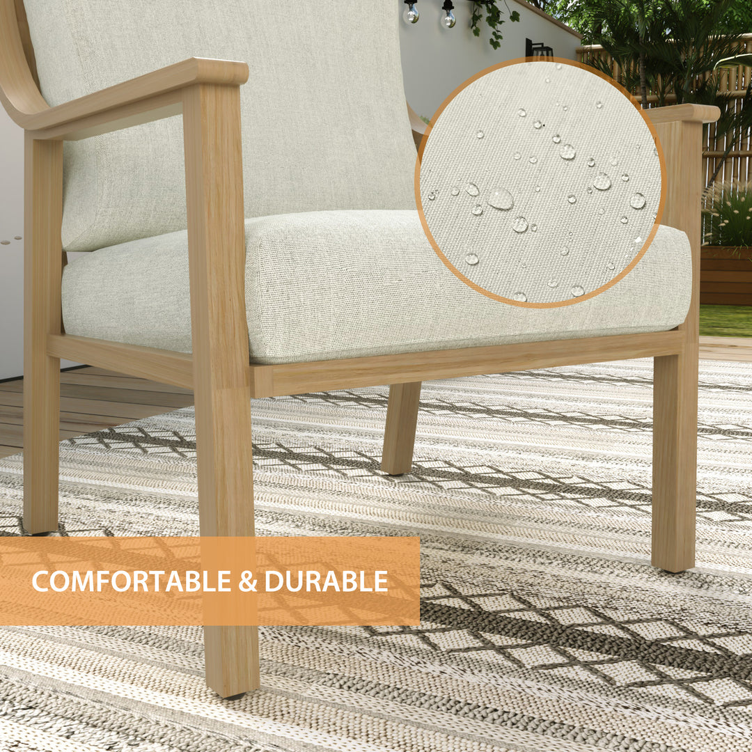 HAPPATIO 3-Piece Patio Bistro Set, All-Weather Aluminum Outdoor Conversation Set Includes 1 Side Table and 2 Cushioned Armchairs for Porch, Deck, or Garden