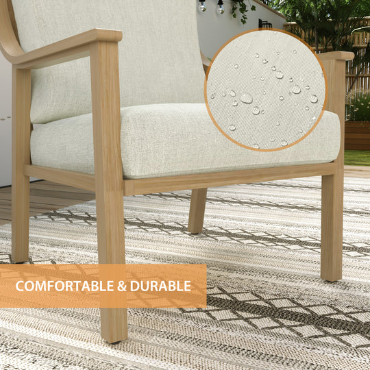 HAPPATIO 3-Piece Patio Bistro Set, All-Weather Aluminum Outdoor Conversation Set Includes 1 Side Table and 2 Cushioned Armchairs for Porch, Deck, or Garden