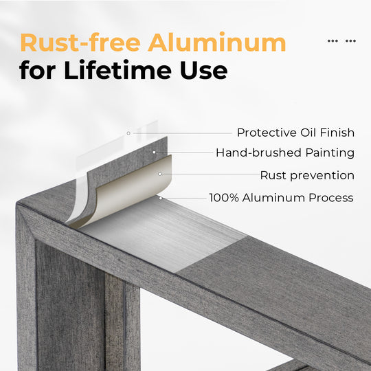 HAPPATIO Aluminum Patio Furniture Set, Oversized Outdoor Sofa with Deep Seating and Wide Armrest, Hand-brushed Aluminum Frame with 6" Cushion