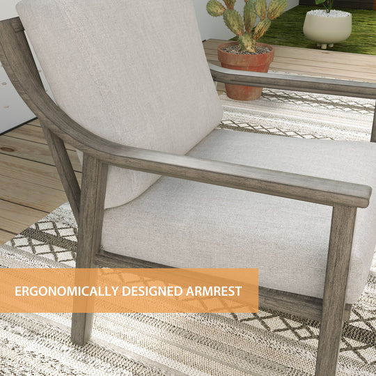 HAPPATIO 3-Piece Patio Bistro Set, All-Weather Aluminum Outdoor Conversation Set Includes 1 Side Table and 2 Cushioned Armchairs for Porch, Deck, or Garden