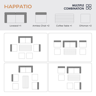 6 Piece Patio Conversation Set - Happatio
